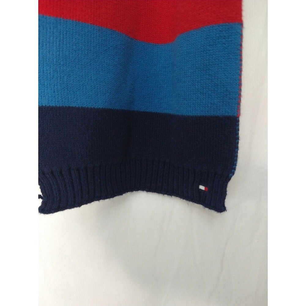Tommy Hilfiger Red White Blue 100% Cotton Scarf Preppy Academia Spell Out Logo - Picture 2 of 8